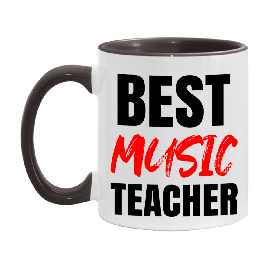 Teacher Superlative Mug, Best Music Teacher Gift, 11oz or 15oz White Ceramic Coffee Cup for Music Teacher