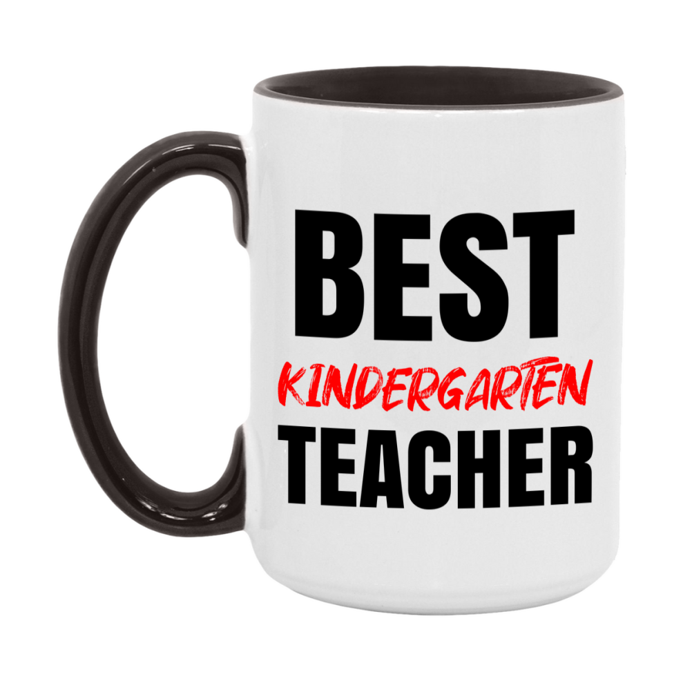 Teacher Superlative Mug, Best Kindergarten Teacher Gift, 11oz or 15oz White Ceramic Coffee Cup for Kindergarten Teacher