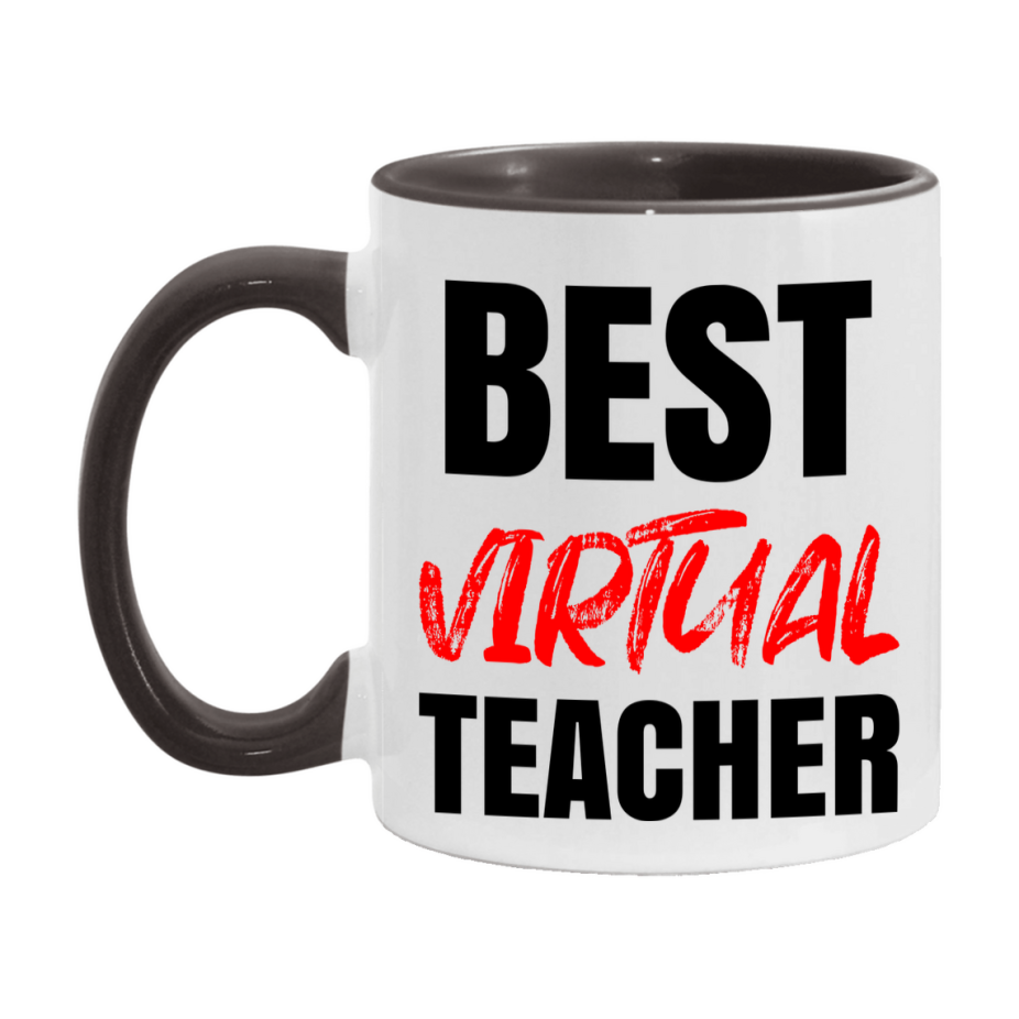 Teacher Superlative Mug, Best Virtual Teacher Gift, 11oz or 15oz White Ceramic Coffee Cup for Virtual Teacher