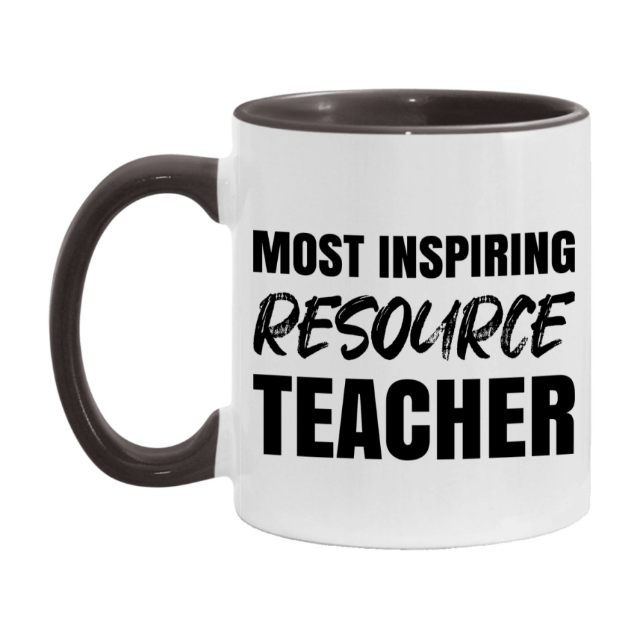 Teacher Superlative Mug, Most Inspiring Resource Teacher Gift, 11oz or 15oz White Ceramic Coffee Cup, Gift for Resource Teacher