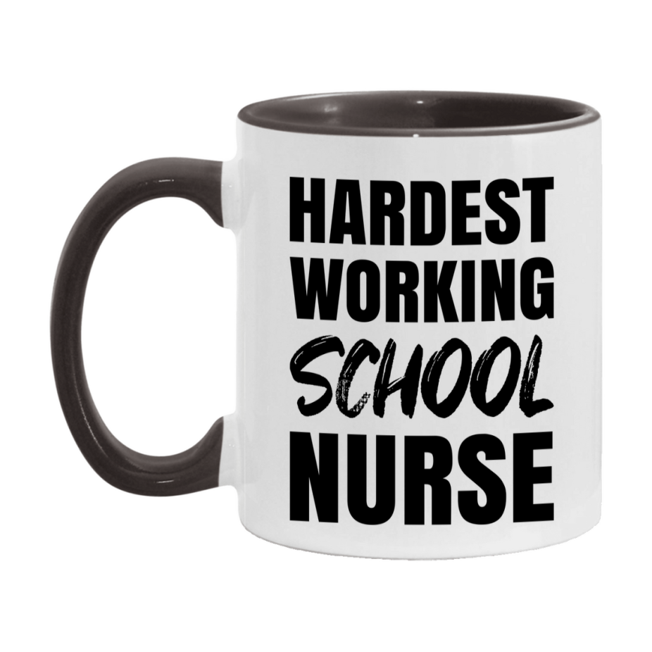 Nurse Superlative Mug, Hardest Working School Nurse Gift, 11oz or 15oz Ceramic Coffee Cup Gift