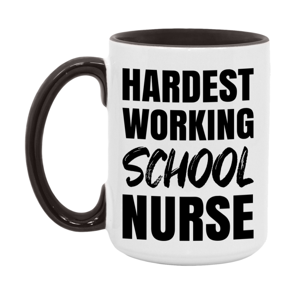 Nurse Superlative Mug, Hardest Working School Nurse Gift, 11oz or 15oz Ceramic Coffee Cup Gift