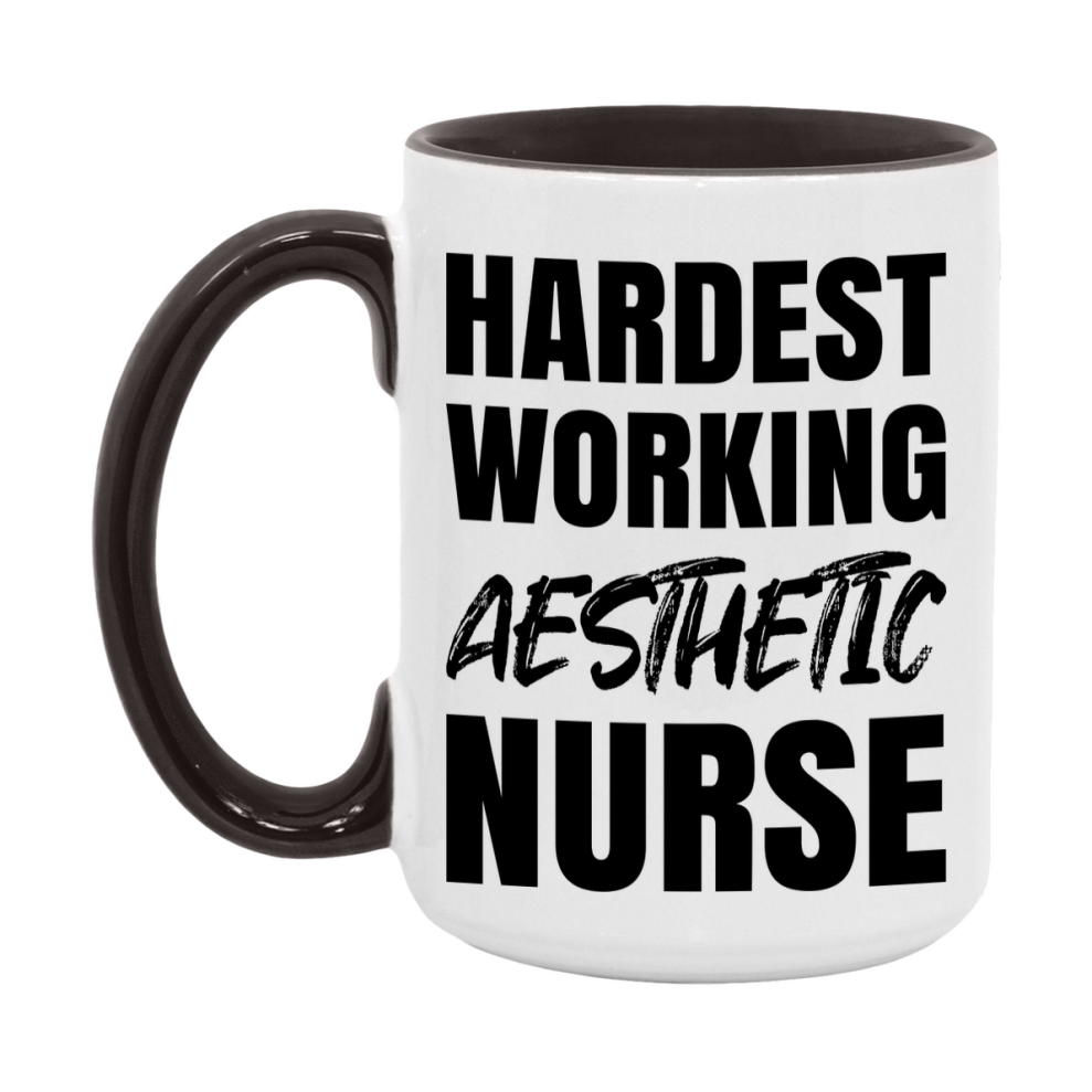 Nurse Superlative Mug, Hardest Working Aesthetic Nurse Gift, 11oz or 15oz Ceramic Coffee Cup Gift