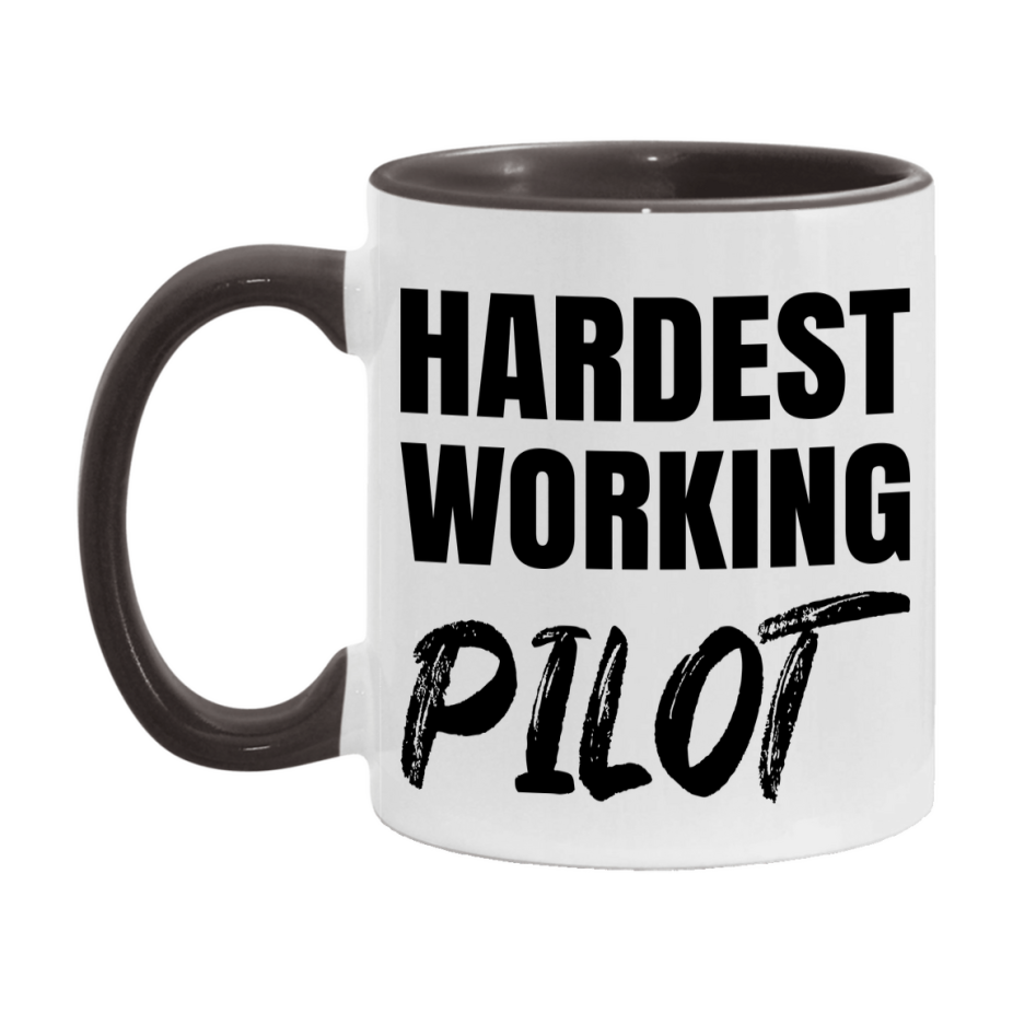 Pilot Superlative Mug, Hardest Working Pilot, 11oz or 15oz Ceramic Coffee Mug, Double-Sided Cup, Gift for Pilot, Coworker Gift, Boss Gift