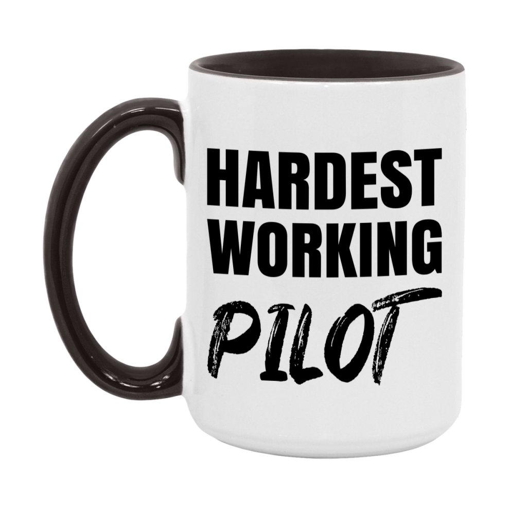 Pilot Superlative Mug, Hardest Working Pilot, 11oz or 15oz Ceramic Coffee Mug, Double-Sided Cup, Gift for Pilot, Coworker Gift, Boss Gift