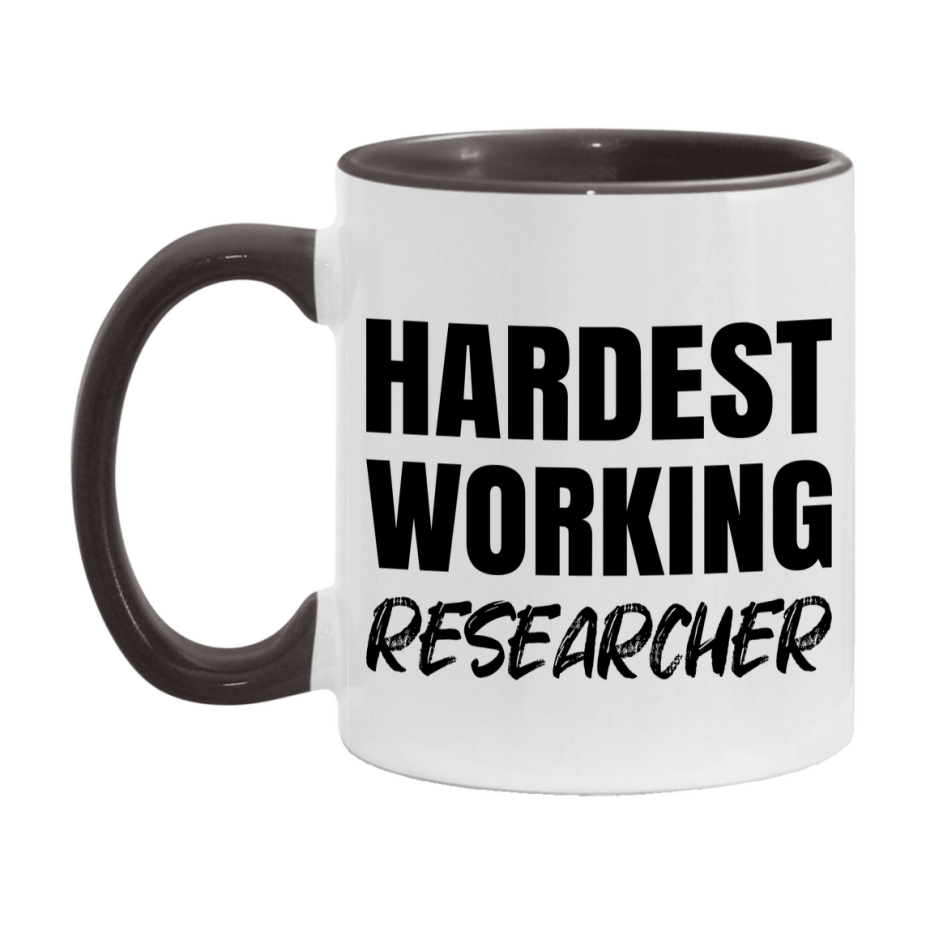 Researcher Superlative Mug, Hardest Working Researcher, 11oz or 15oz Ceramic Coffee Mug, Double-Sided Cup, Gift for Researcher, Coworker Gift, Boss Gift