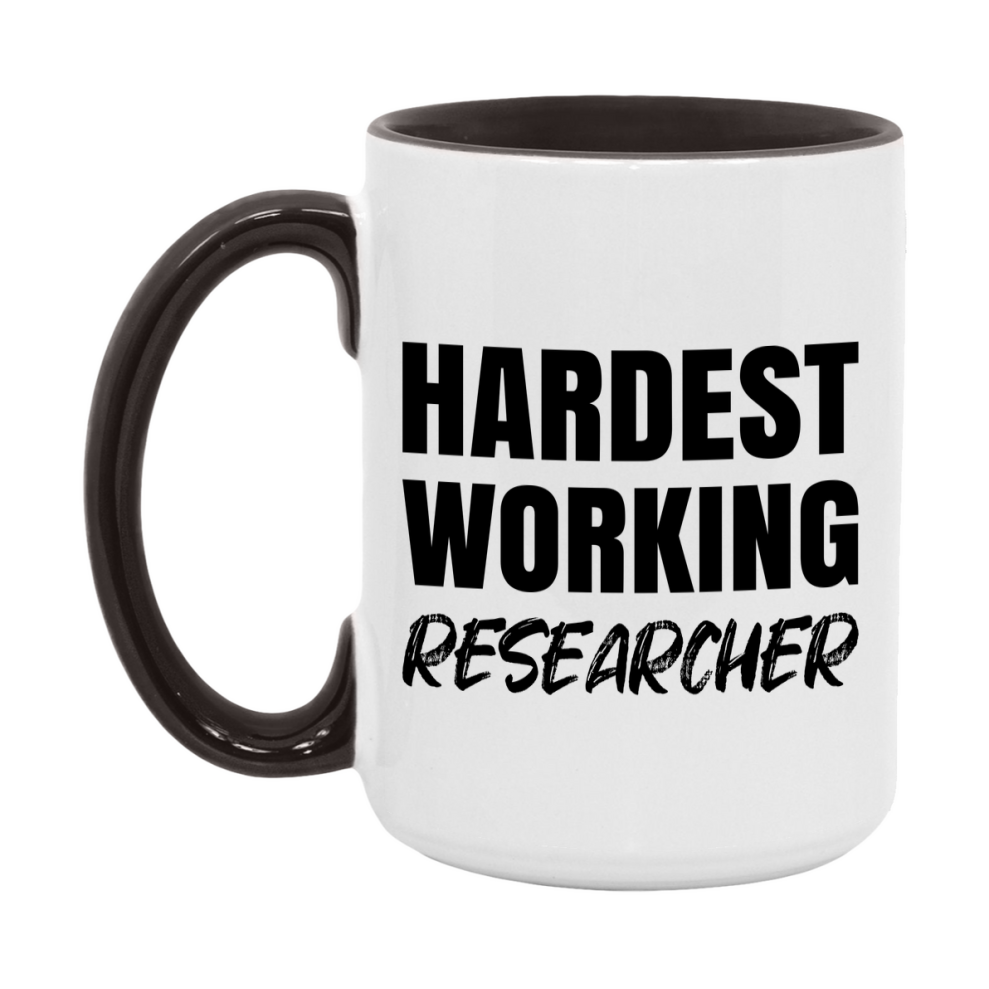 Researcher Superlative Mug, Hardest Working Researcher, 11oz or 15oz Ceramic Coffee Mug, Double-Sided Cup, Gift for Researcher, Coworker Gift, Boss Gift