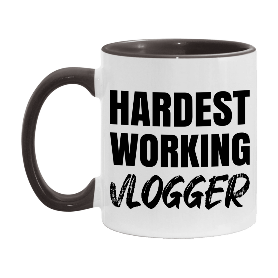 Vlogger Superlative Mug, Hardest Working Vlogger, 11oz or 15oz Ceramic Coffee Mug, Double-Sided Cup, Gift for Vlogger, Coworker Gift, Boss Gift