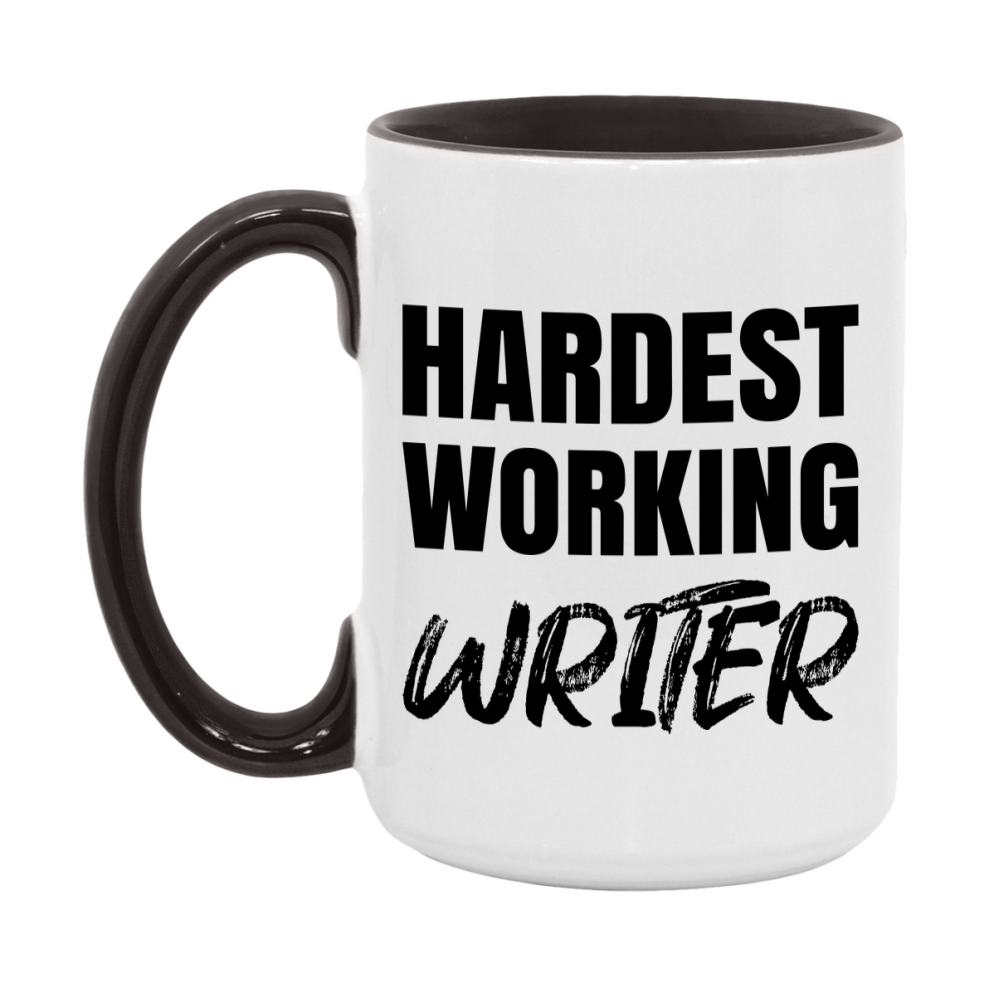 Writer Superlative Mug, Hardest Working Writer, 11oz or 15oz Ceramic Coffee Mug, Double-Sided Cup, Gift for Writer, Coworker Gift, Boss Gift
