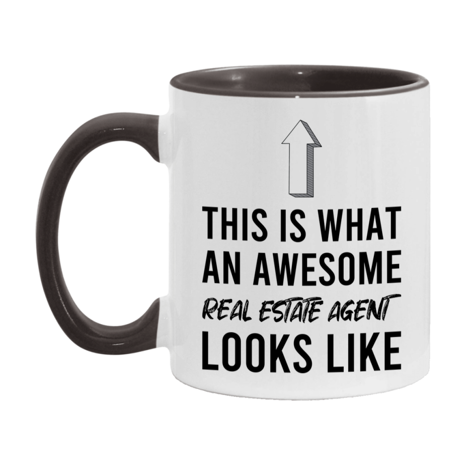 Funny Real Estate Agent Mug - This Is What An Awesome Real Estate Agent Looks Like - 11oz or 15oz Ceramic Coffee Cup - Novelty Gift for Real Estate Agent Professionals