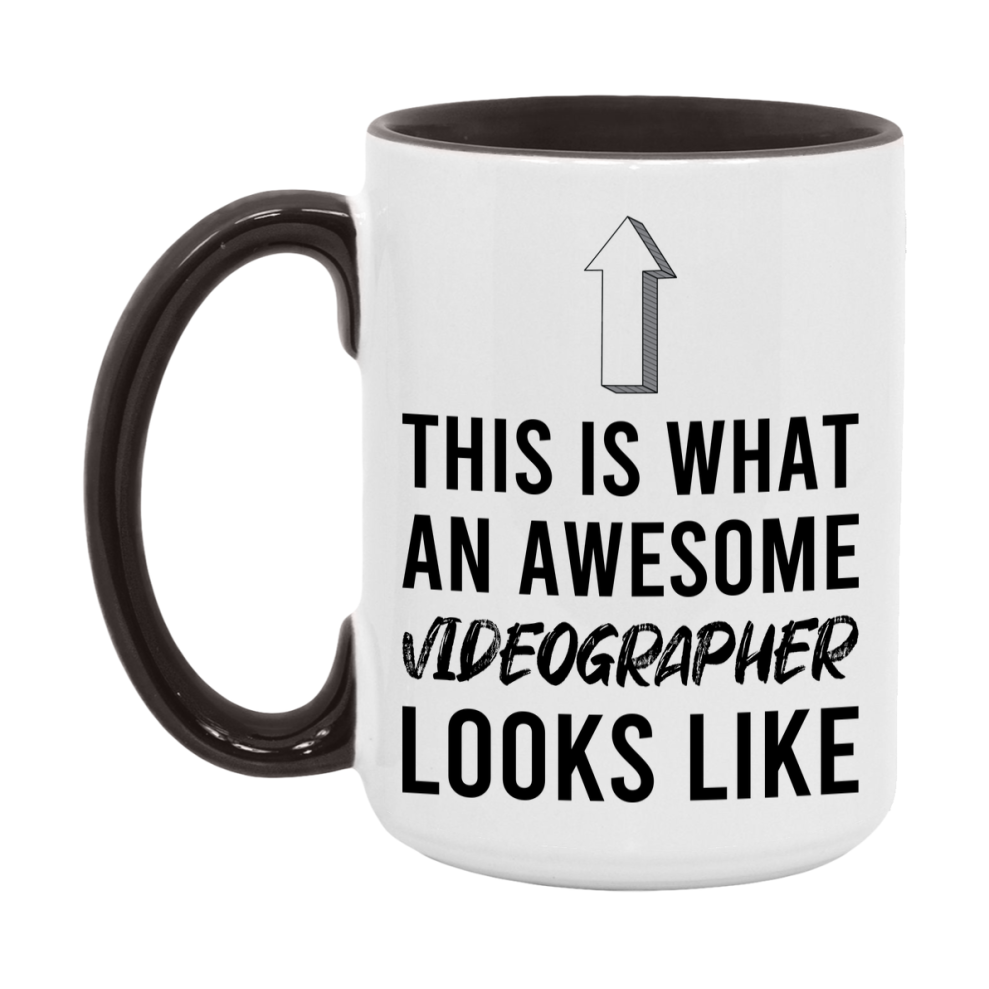 Funny Videographer Mug - This Is What An Awesome Videographer Looks Like - 11oz or 15oz Ceramic Coffee Cup - Novelty Gift for Videographer Professionals