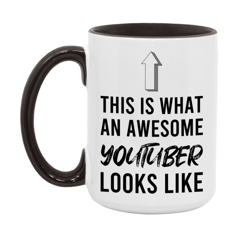 Funny Youtuber Mug - This Is What An Awesome Youtuber Looks Like - 11oz or 15oz Ceramic Coffee Cup - Novelty Gift for Youtuber Professionals