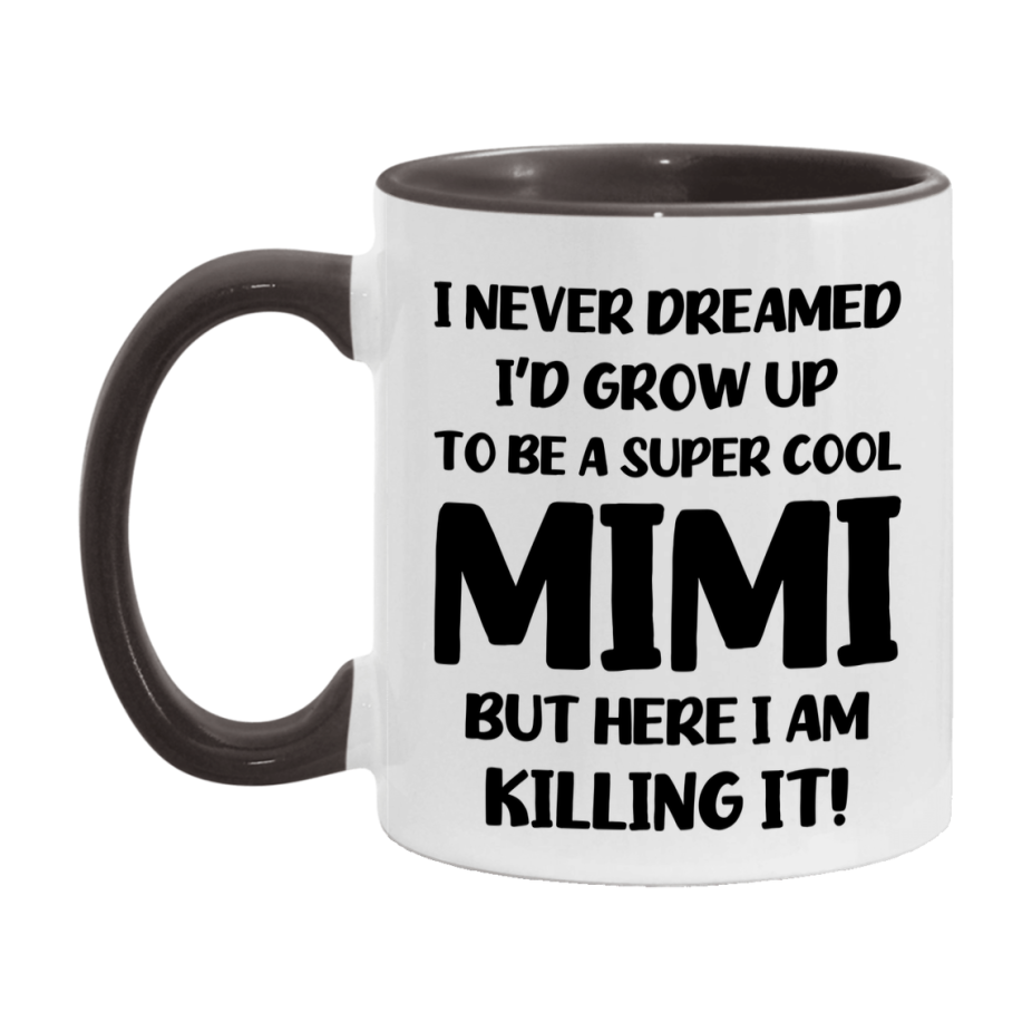 Funny Mimi Mug - "I Never Dreamed I'd Grow Up To Be A Super Cool Mimi" - White Ceramic Coffee Cup (11Oz Or 15Oz