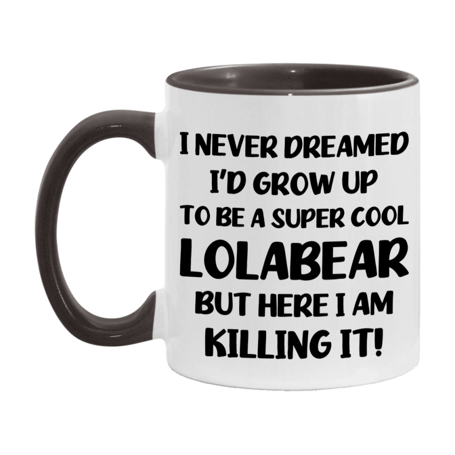 Funny Lolabear Mug - "I Never Dreamed I'd Grow Up To Be A Super Cool Lolabear" - White Ceramic Coffee Cup (11Oz Or 15Oz