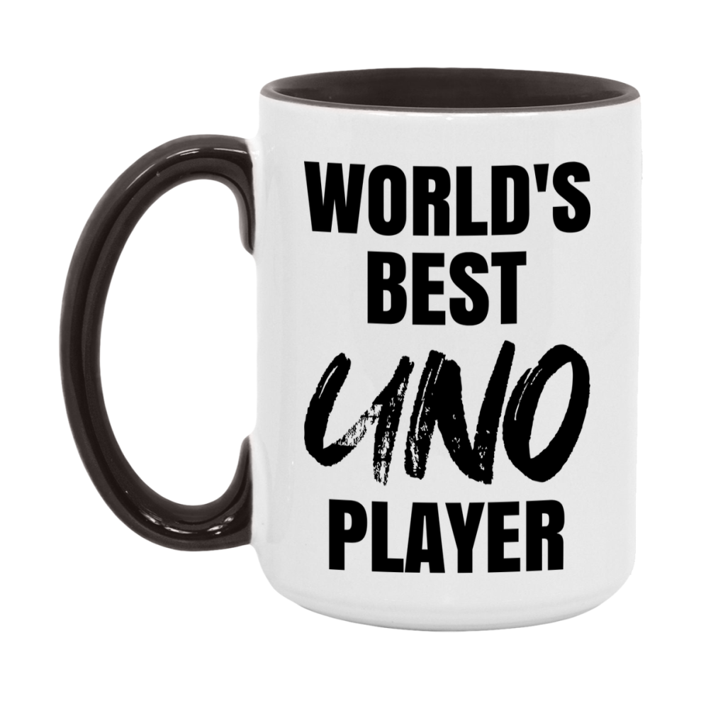 World's Best Uno Player Mug, Funny Card Game Player Gift, 11Oz Or 15Oz White Ceramic Mug