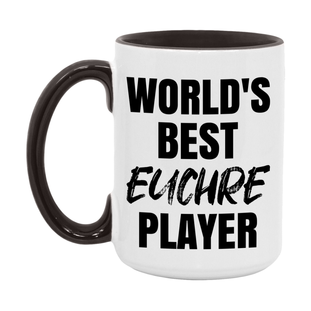 World's Best Euchre Player Mug, Funny Card Game Player Gift, 11Oz Or 15Oz White Ceramic Mug