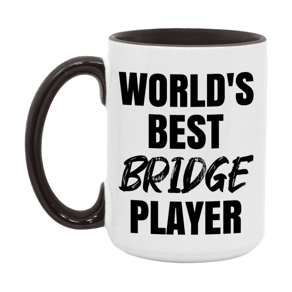 World's Best Bridge Player Mug, Funny Card Game Player Gift, 11Oz Or 15Oz White Ceramic Mug