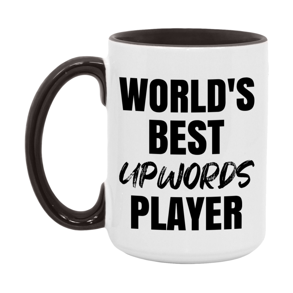 World's Best Upwords Player Mug, Funny Card Game Player Gift, 11Oz Or 15Oz White Ceramic Mug