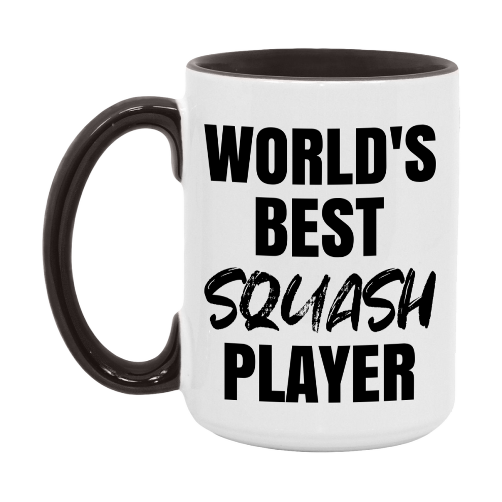 World's Best Squash Player Mug, Double-Sided 11Oz Or 15Oz Coffee Cup
