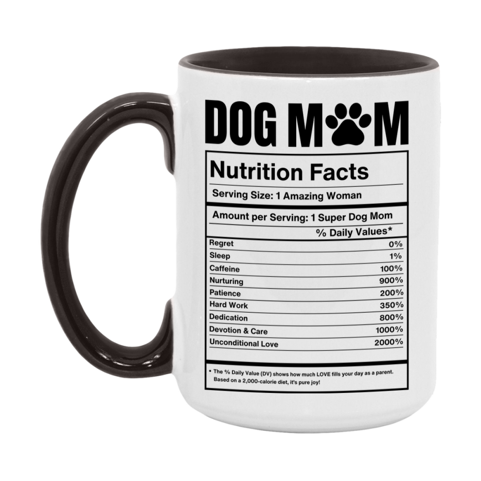 Dog Mom Nutrition Facts Mug, 11Oz Or 15Oz Double-Sided Coffee Cup