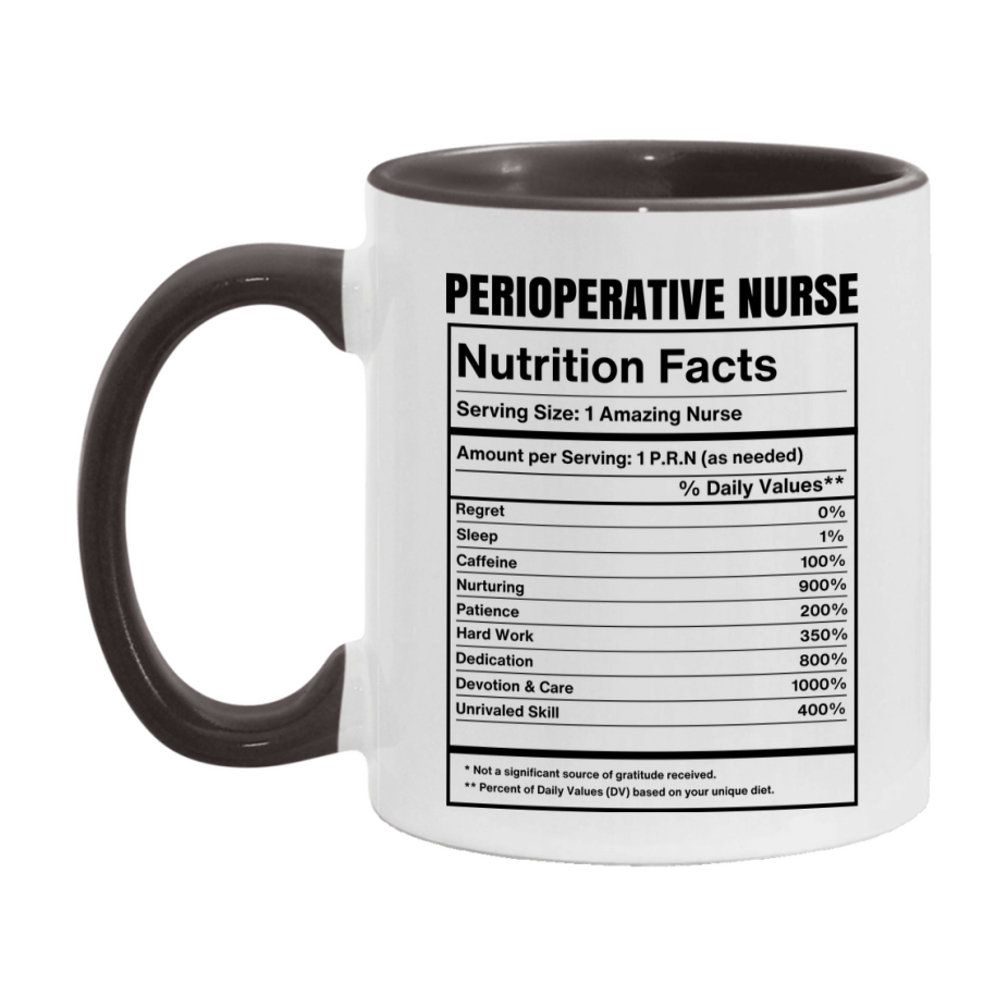 Perioperative Nurse Coffee Mug, Perioperative Nurse Nutrition Facts, 11Oz Or 15Oz Ceramic Cup