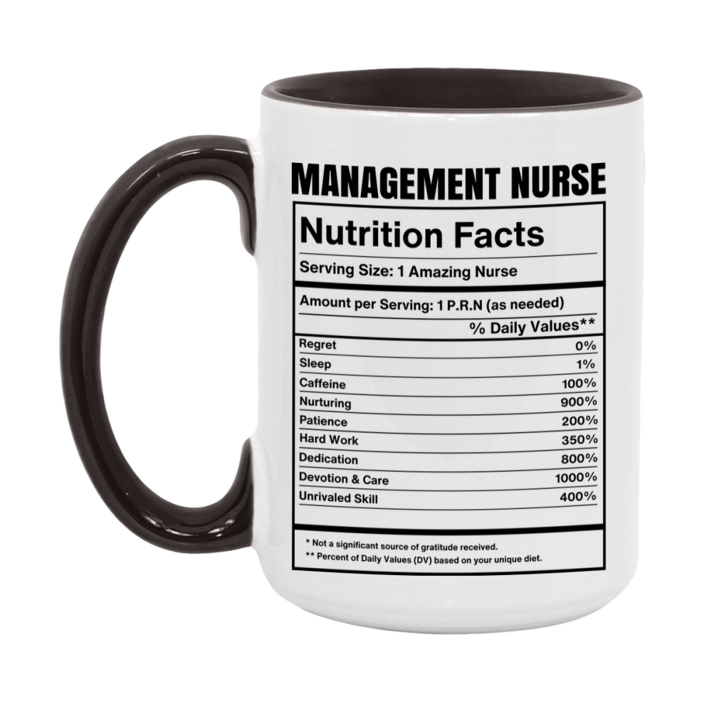 Management Nurse Coffee Mug, Management Nurse Nutrition Facts, 11Oz Or 15Oz Ceramic Cup