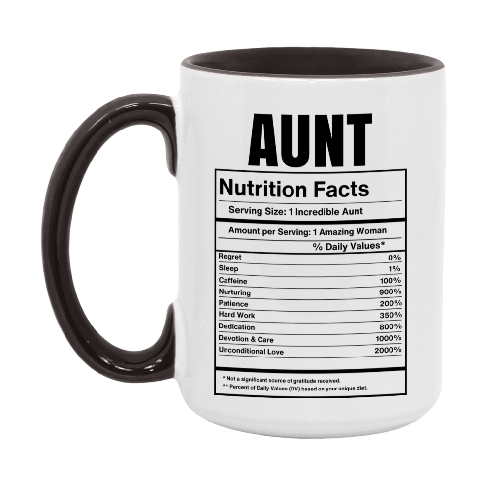Auntie Coffee Mug, Aunt Nutrition Facts, Funny Gift From Niece To Aunt