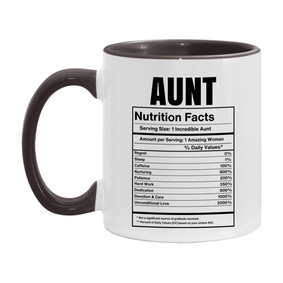 Auntie Coffee Mug, Aunt Nutrition Facts, Funny Gift From Niece To Aunt