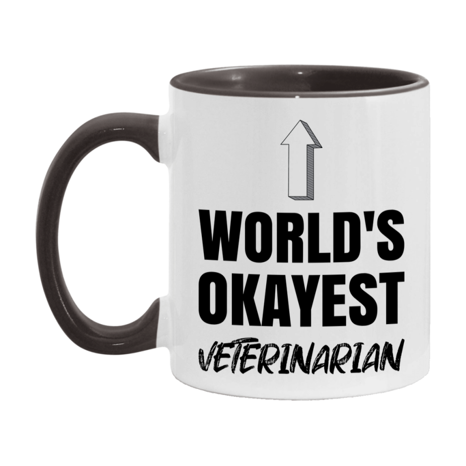 Funny Veterinarian Mug, World’s Okayest Veterinarian, 11Oz Or 15Oz White Ceramic Coffee Cup, Novelty Gift For Veterinarian