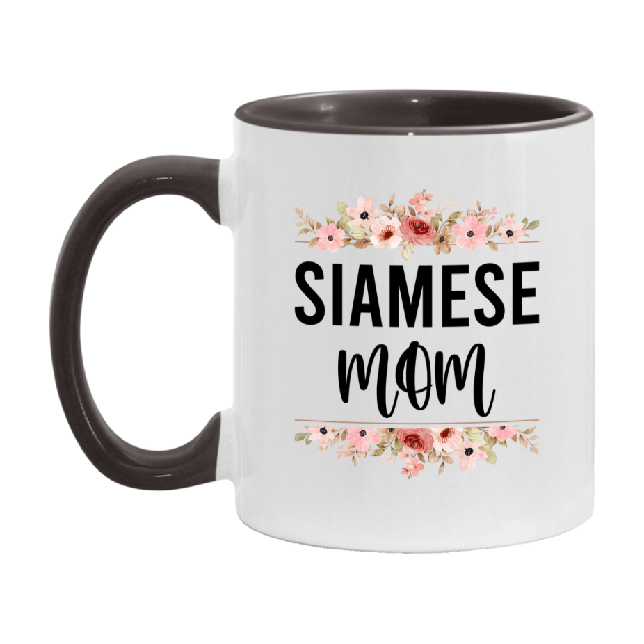 Siamese Cat Mom Mug, Floral Cat Mug For Mom, 11Oz Or 15Oz Coffee Cup