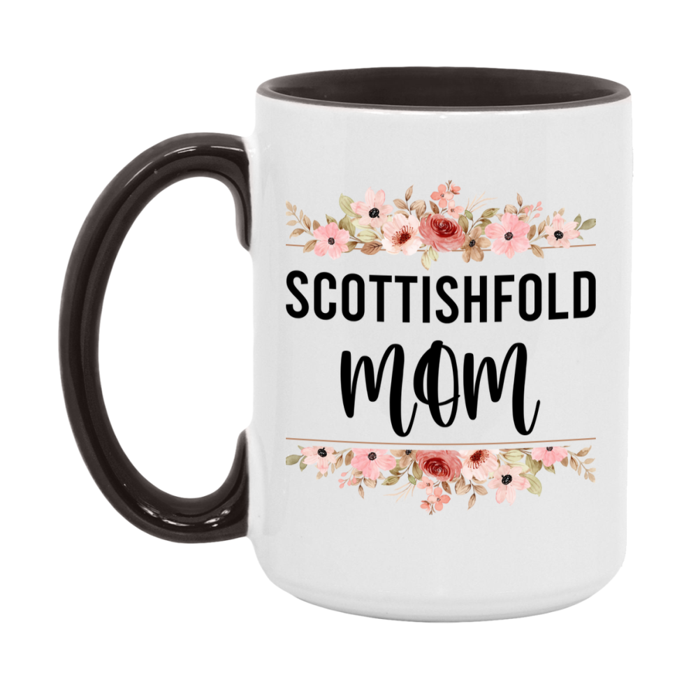 Scottishfold Cat Mom Mug, Floral Cat Mug For Mom, 11Oz Or 15Oz Coffee Cup
