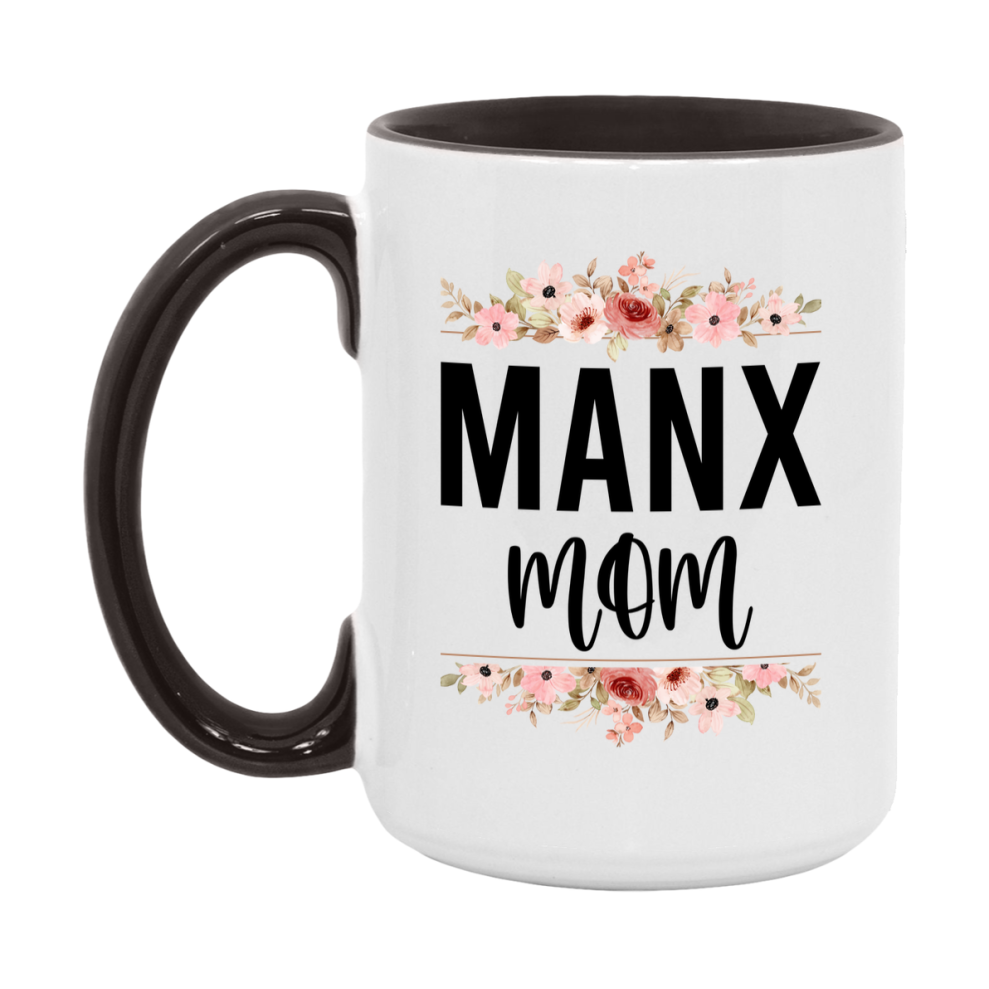 Manx Cat Mom Mug, Floral Cat Mug For Mom, 11Oz Or 15Oz Coffee Cup