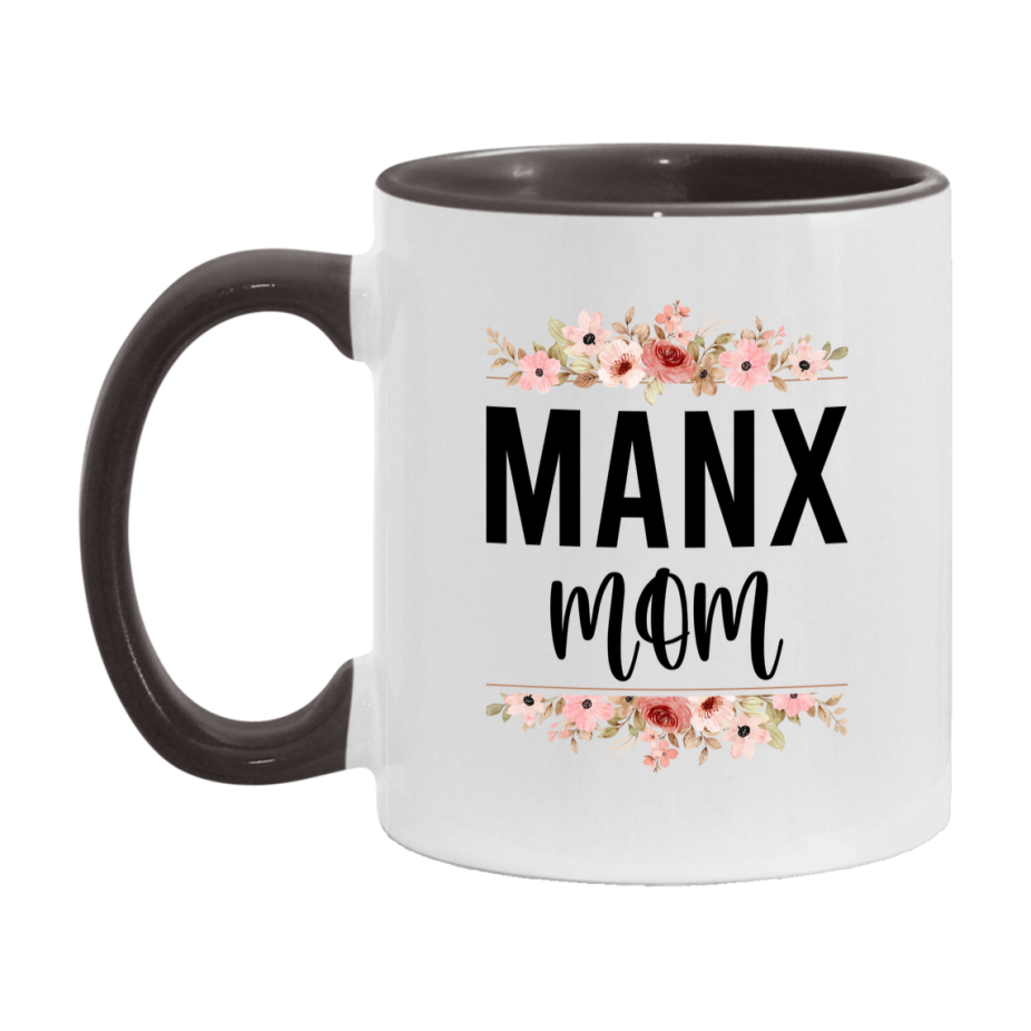 Manx Cat Mom Mug, Floral Cat Mug For Mom, 11Oz Or 15Oz Coffee Cup