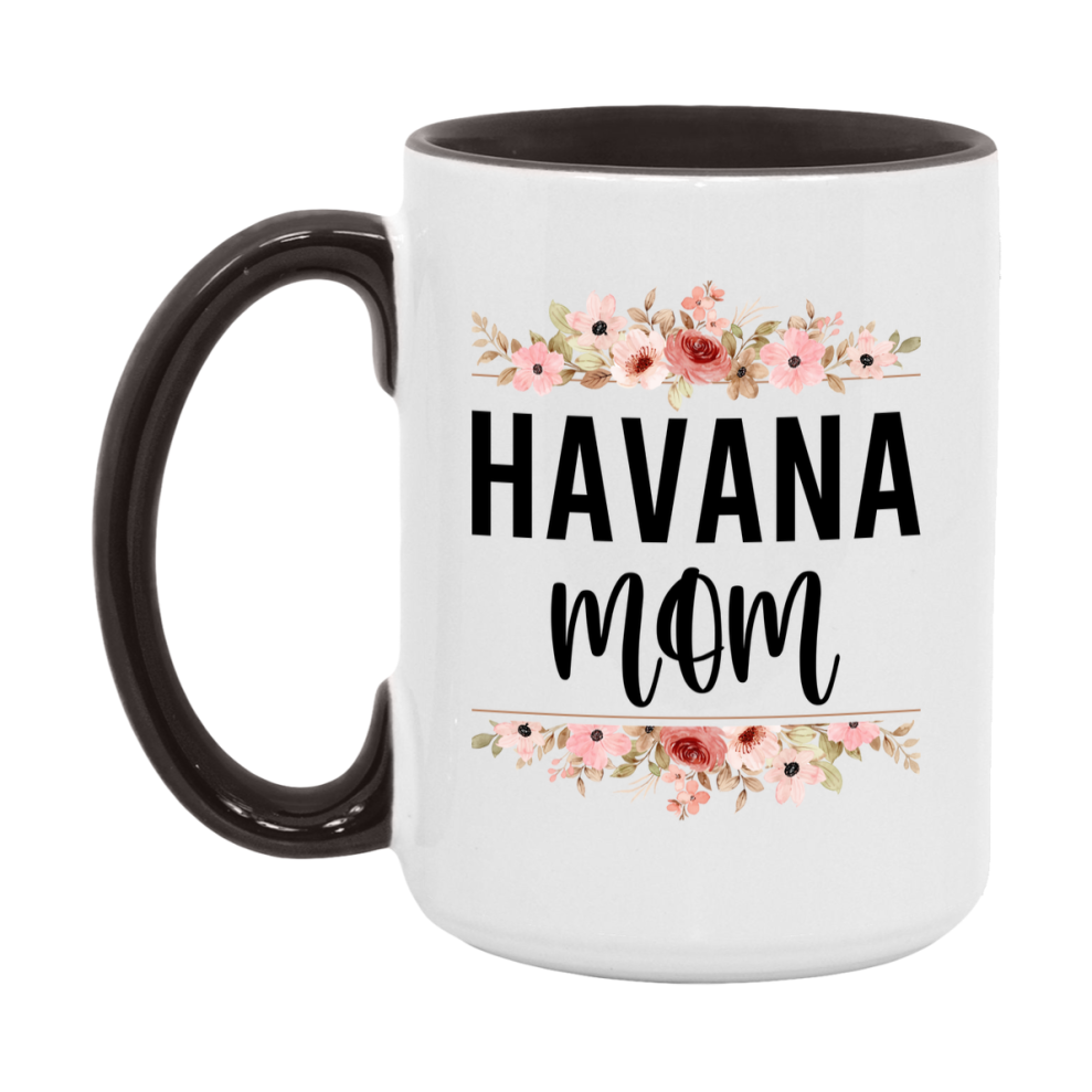 Havana Cat Mom Mug, Floral Cat Mug For Mom, 11Oz Or 15Oz Coffee Cup