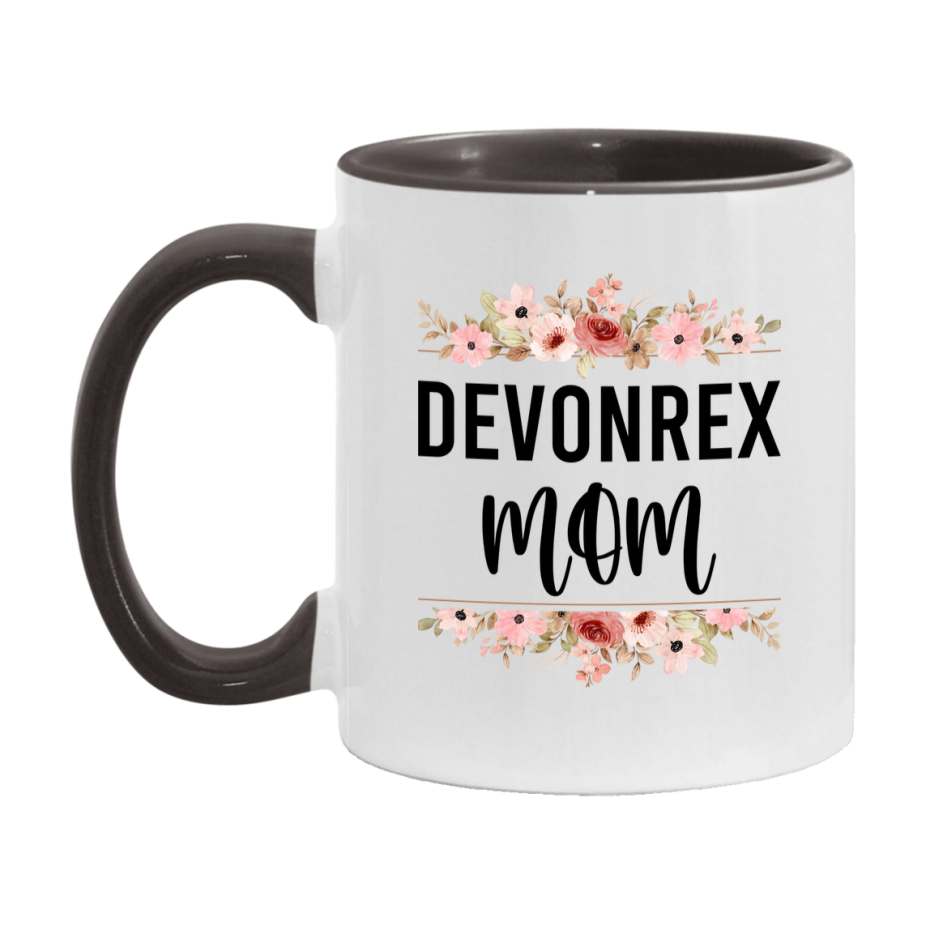 Devonrex Cat Mom Mug, Floral Cat Mug For Mom, 11Oz Or 15Oz Coffee Cup