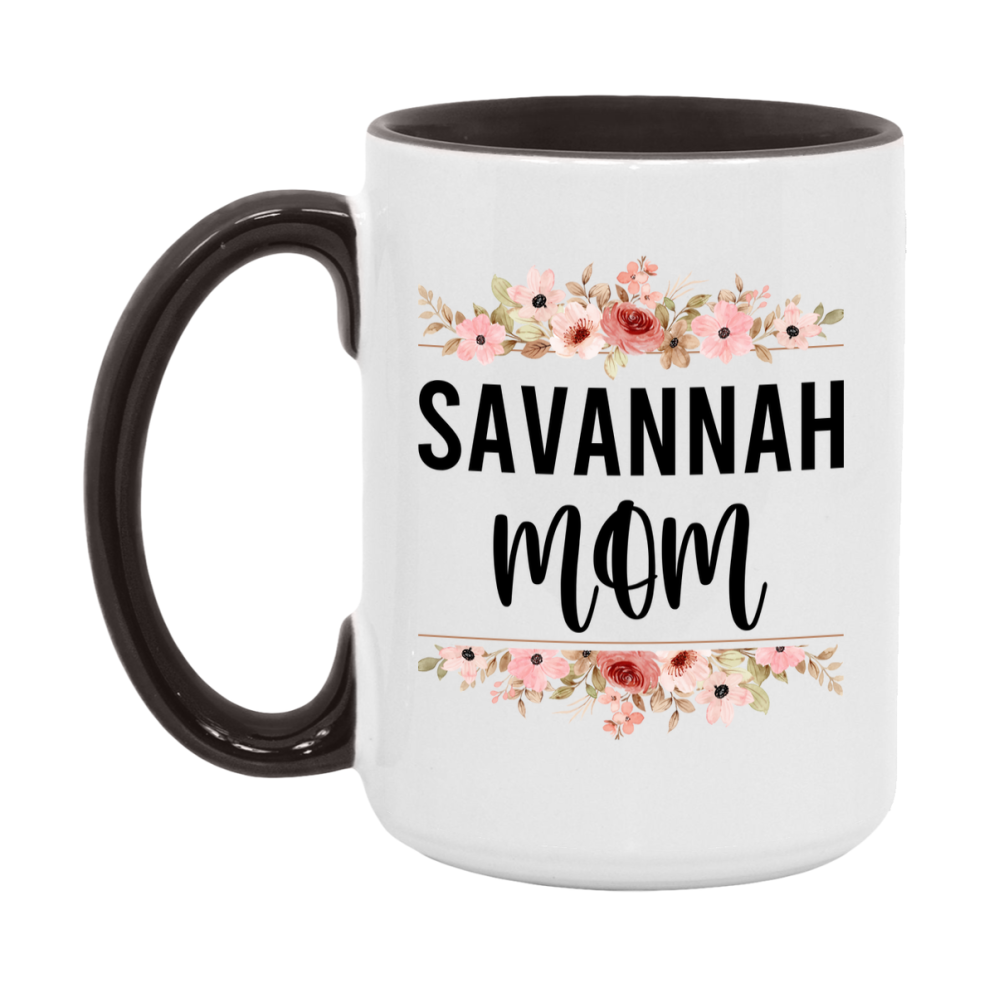 Savannah Cat Mom Mug, Floral Cat Mug For Mom, 11Oz Or 15Oz Coffee Cup