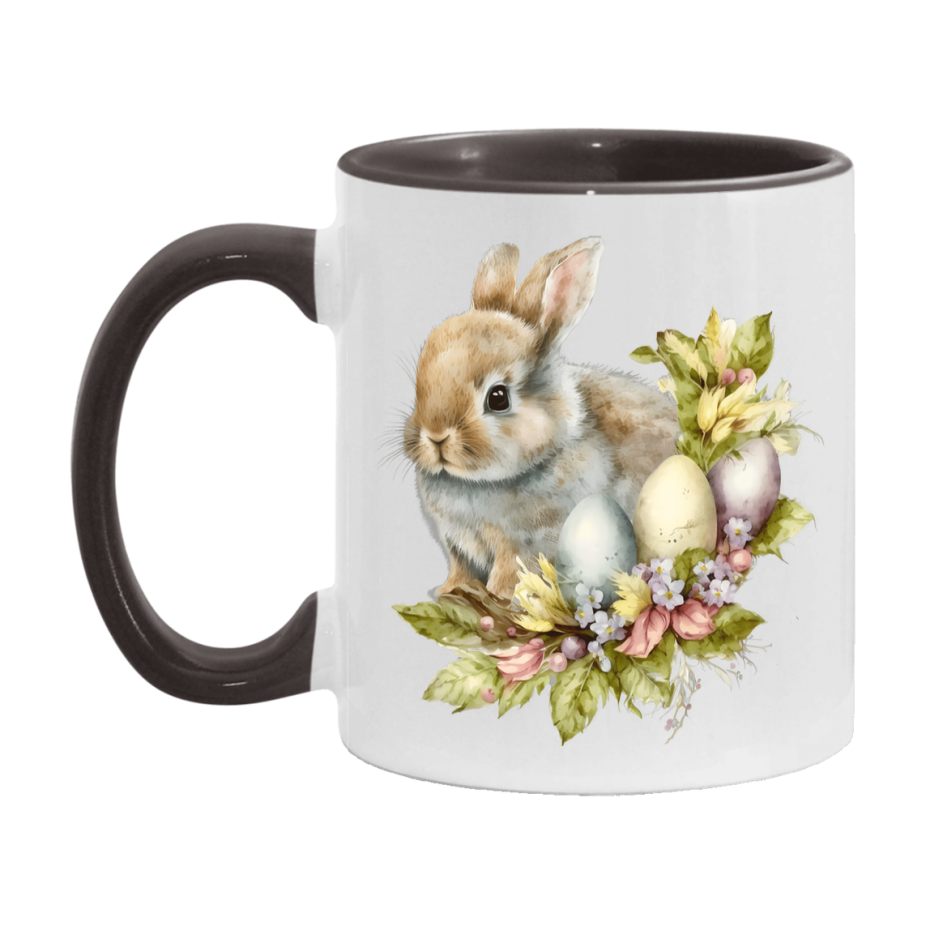 Easter Bunny Coffee Mug, Kawaii Easter Bunny Easter Gift, Double-Sided 11Oz Or 15Oz White Ceramic Cup