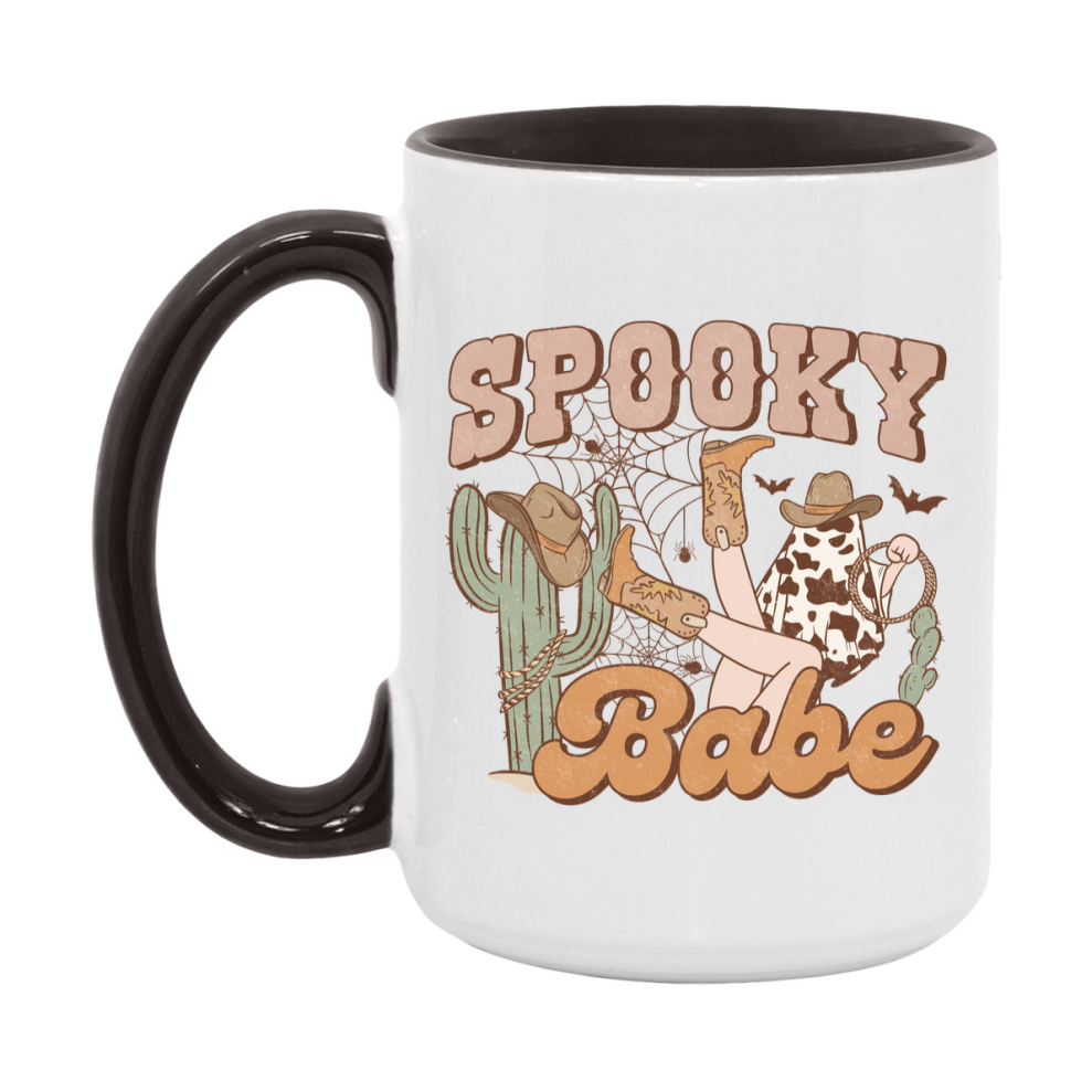 Western Halloween Mug, Cute Retro Western Halloween Coffee Cup, 11Oz Or 15Oz White Ceramic Mug