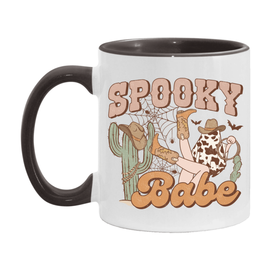 Western Halloween Mug, Cute Retro Western Halloween Coffee Cup, 11Oz Or 15Oz White Ceramic Mug