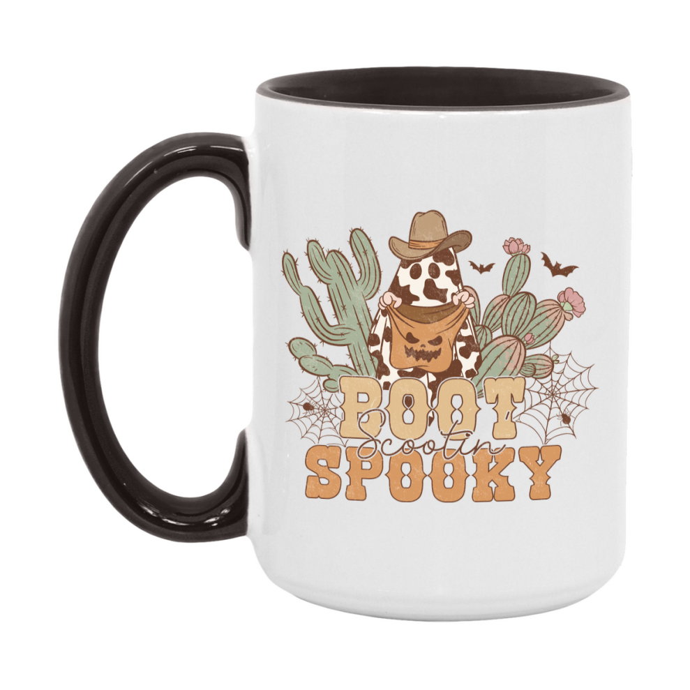 Western Halloween Mug, Cute Retro Western Halloween Coffee Cup, 11Oz Or 15Oz White Ceramic Mug