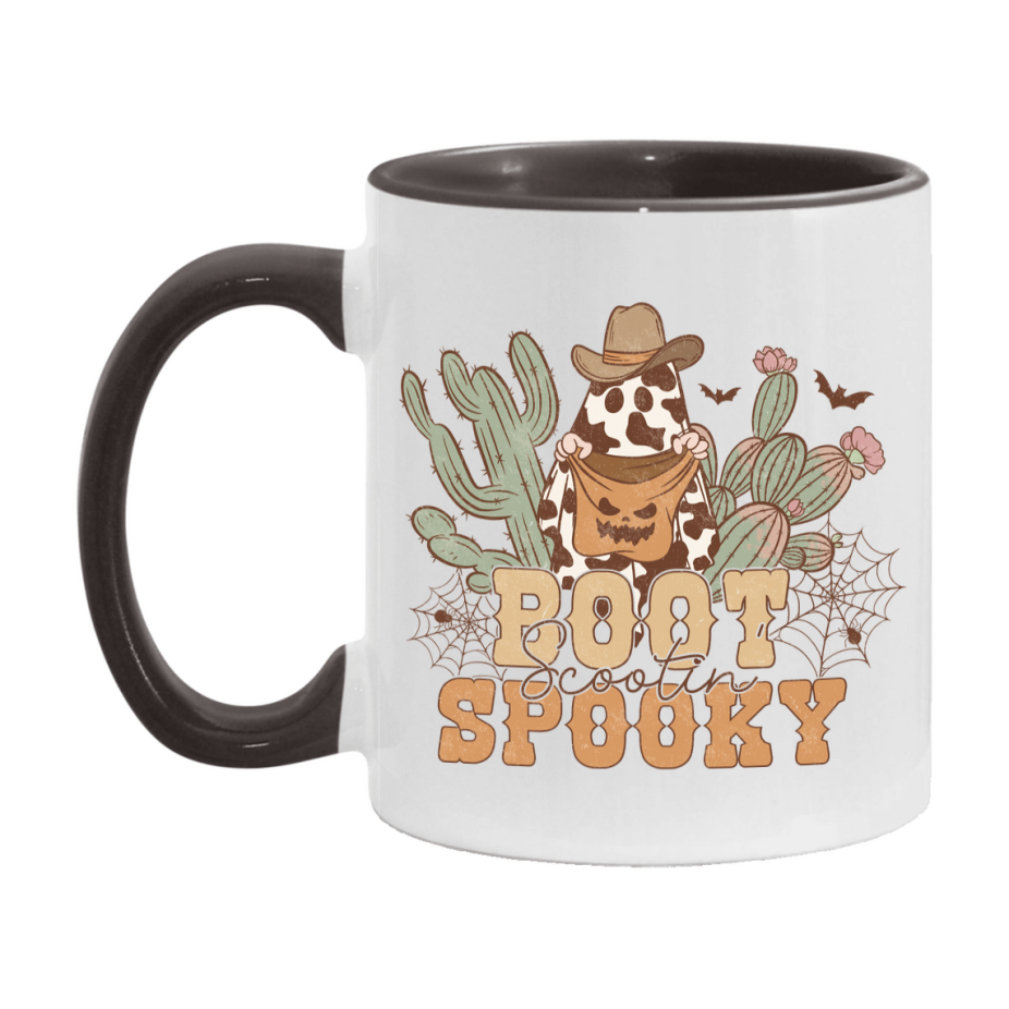 Western Halloween Mug, Cute Retro Western Halloween Coffee Cup, 11Oz Or 15Oz White Ceramic Mug
