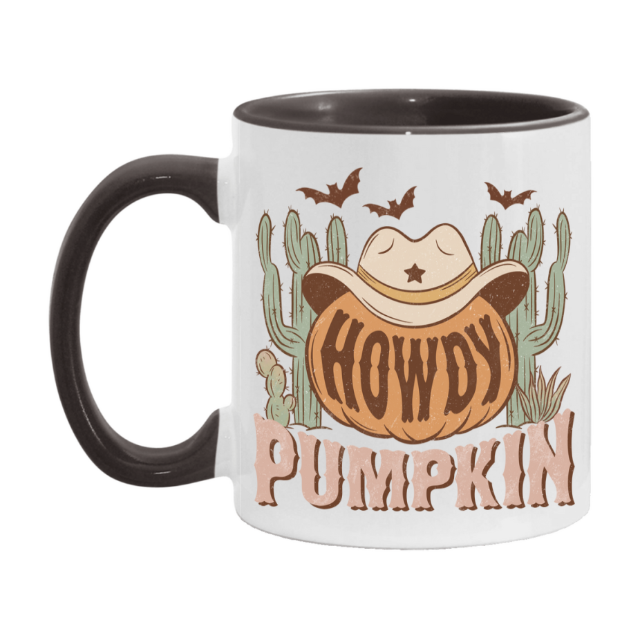Western Halloween Mug, Cute Retro Western Halloween Coffee Cup, 11Oz Or 15Oz White Ceramic Mug