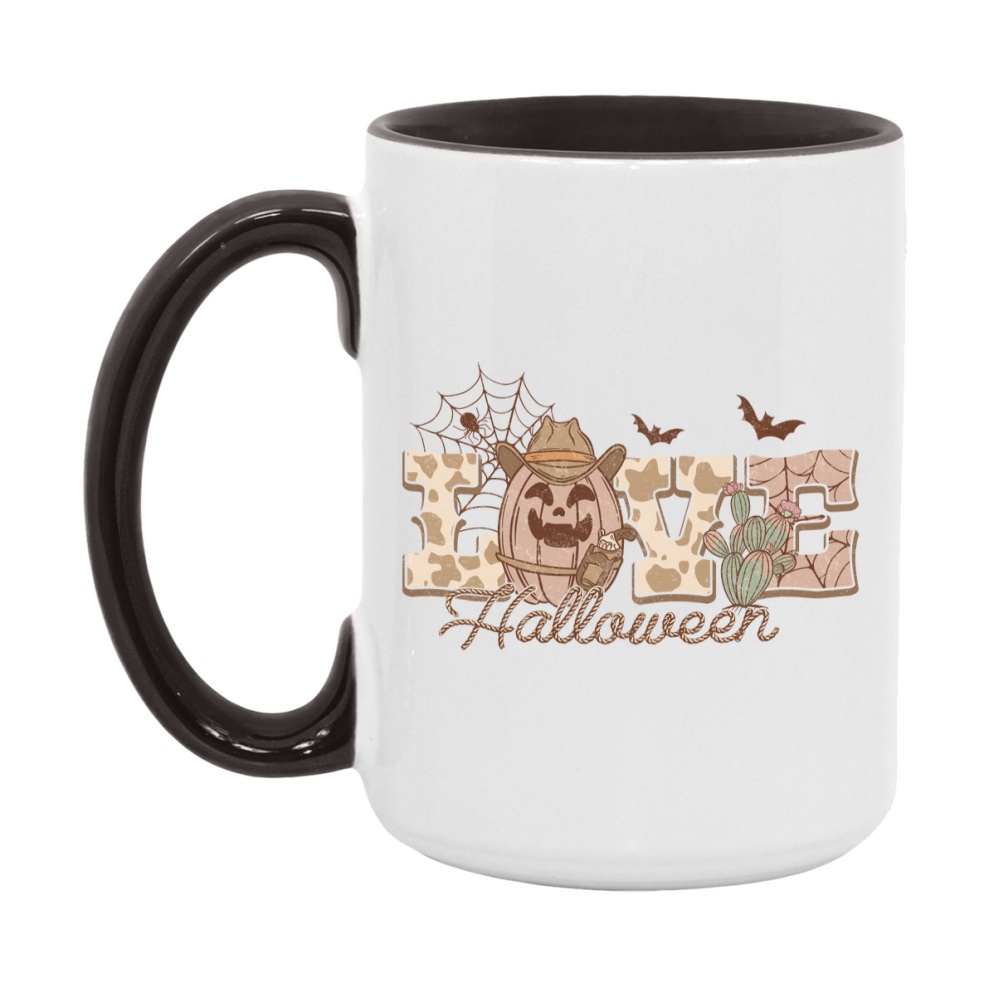 Western Halloween Mug, Cute Retro Western Halloween Coffee Cup, 11Oz Or 15Oz White Ceramic Mug