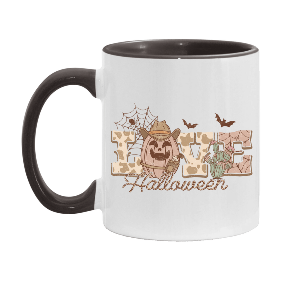 Western Halloween Mug, Cute Retro Western Halloween Coffee Cup, 11Oz Or 15Oz White Ceramic Mug