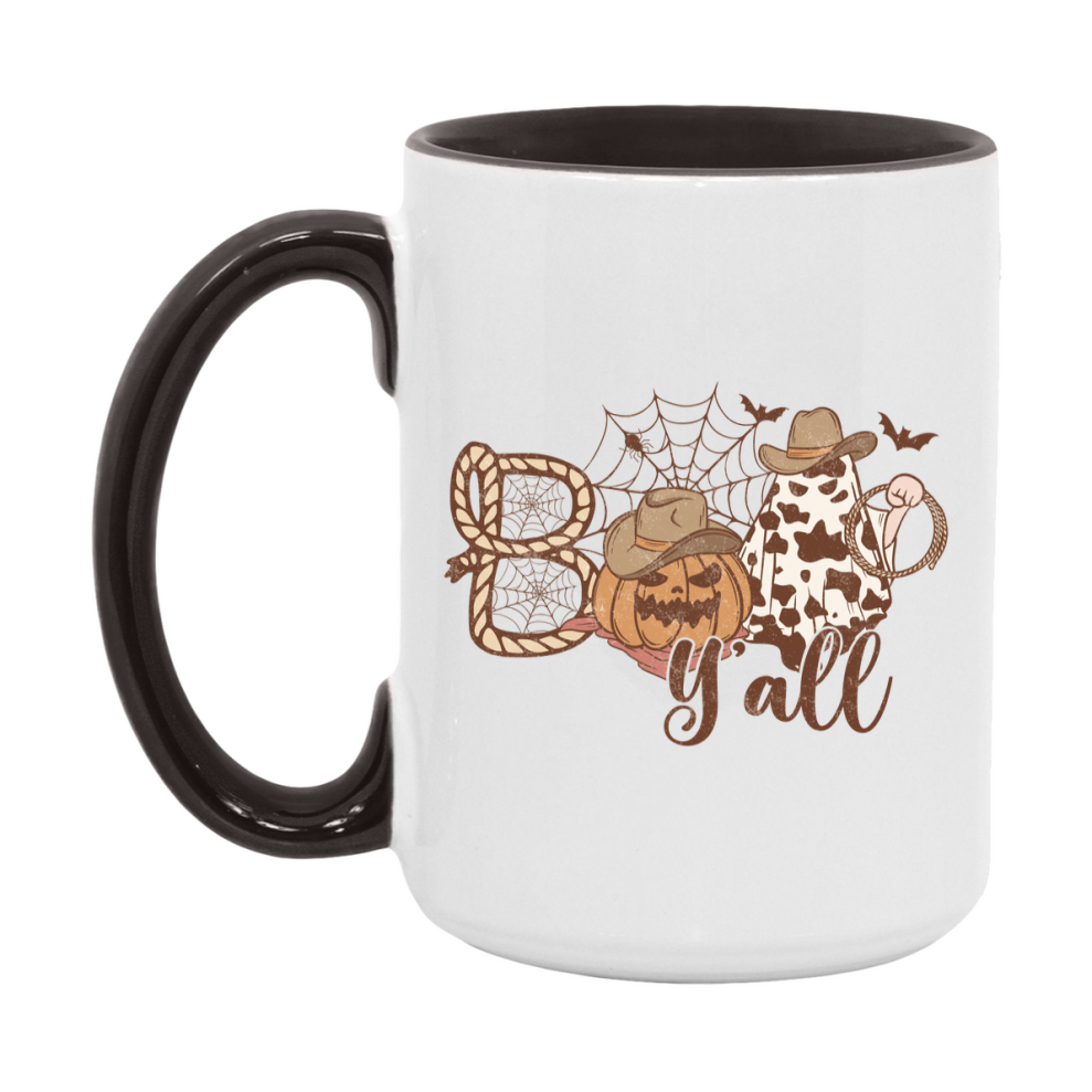 Western Halloween Mug, Cute Retro Western Halloween Coffee Cup, 11Oz Or 15Oz White Ceramic Mug