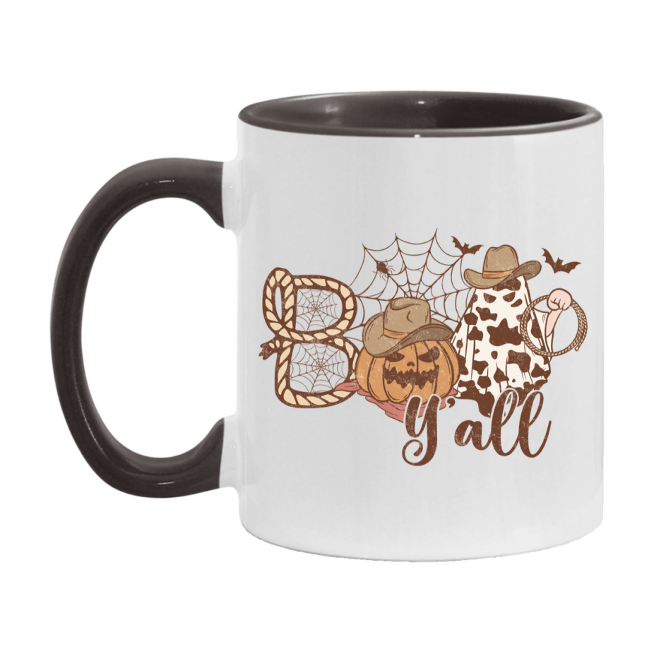 Western Halloween Mug, Cute Retro Western Halloween Coffee Cup, 11Oz Or 15Oz White Ceramic Mug
