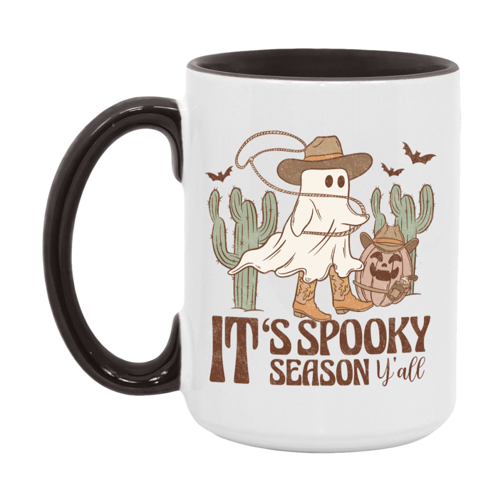 Western Halloween Mug, Cute Retro Western Halloween Coffee Cup, 11Oz Or 15Oz White Ceramic Mug
