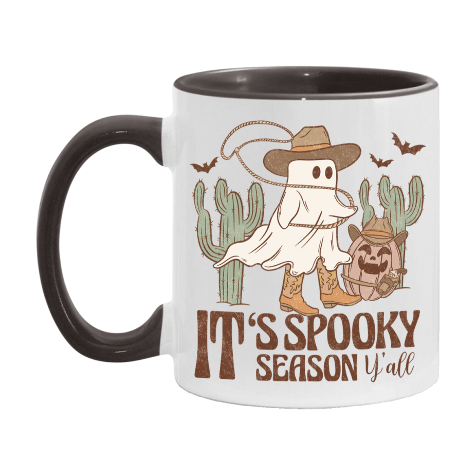 Western Halloween Mug, Cute Retro Western Halloween Coffee Cup, 11Oz Or 15Oz White Ceramic Mug