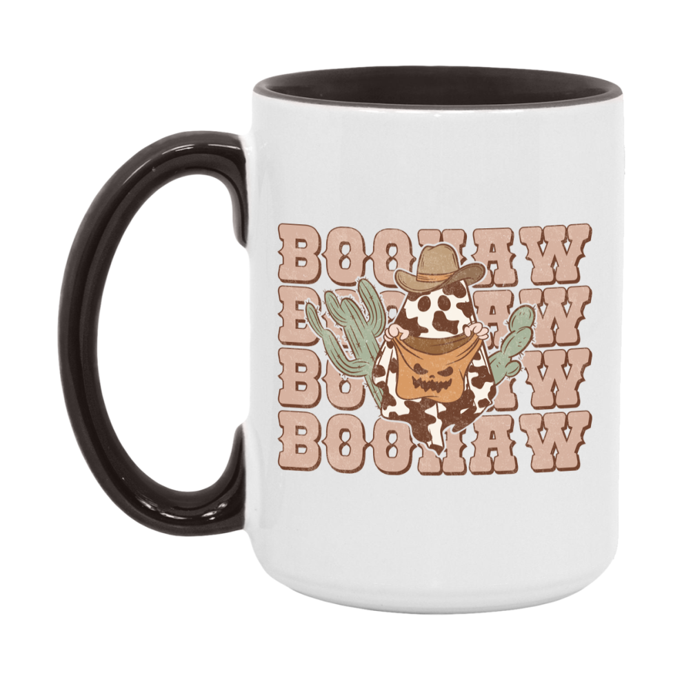 Western Halloween Mug, Cute Retro Western Halloween Coffee Cup, 11Oz Or 15Oz White Ceramic Mug