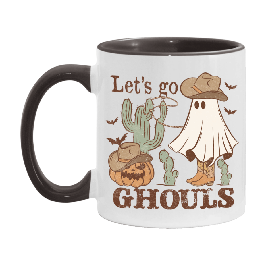 Western Halloween Mug, Cute Retro Western Halloween Coffee Cup, 11Oz Or 15Oz White Ceramic Mug